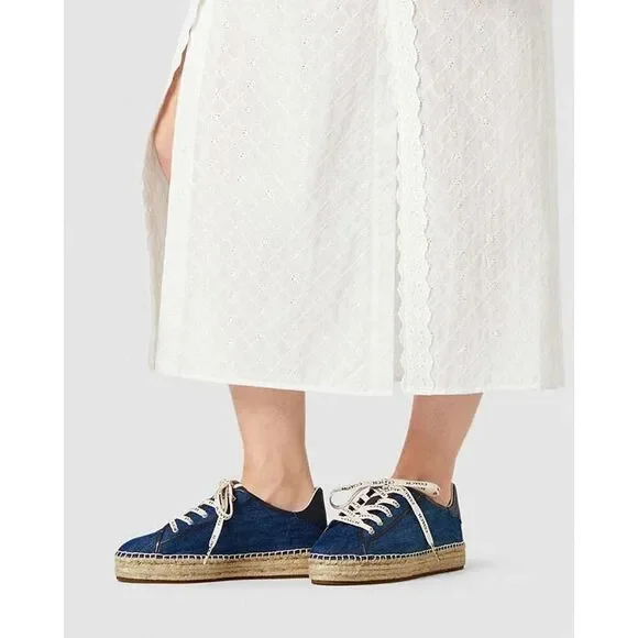 NEW Coach Cate Denim Espadrille Sneakers sz 7.5 Blue Jute Platform Summer Shoes - Picture 4 of 7